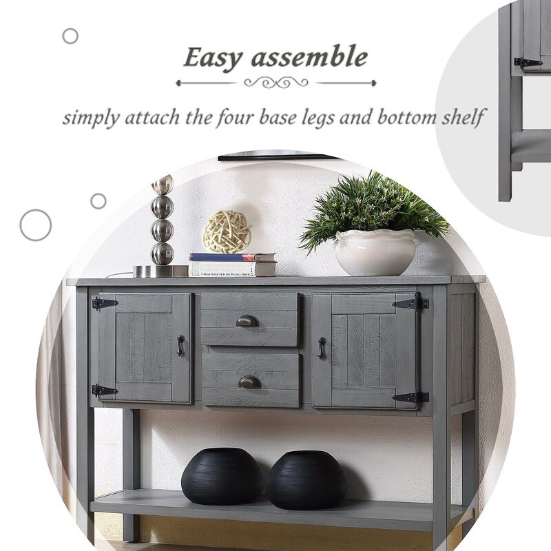Sideboard Console Table  Storage Cabinet with 2 Drawers, Bottom Shelf, and Spacious Compartments for Home Organization