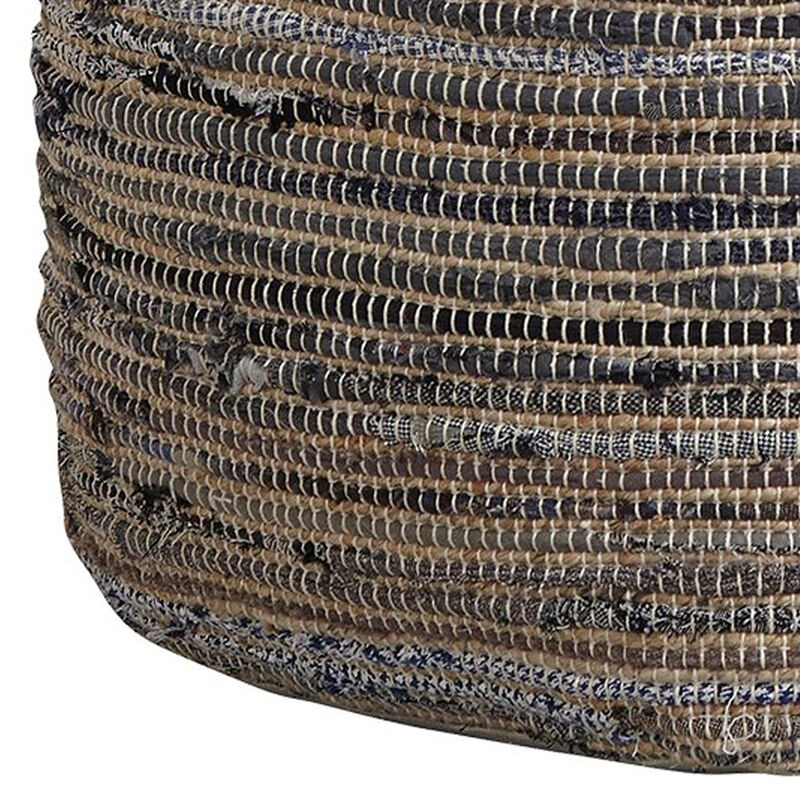 Handwoven Square Shaped Pouf with Zipper, Multicolor - Benzara