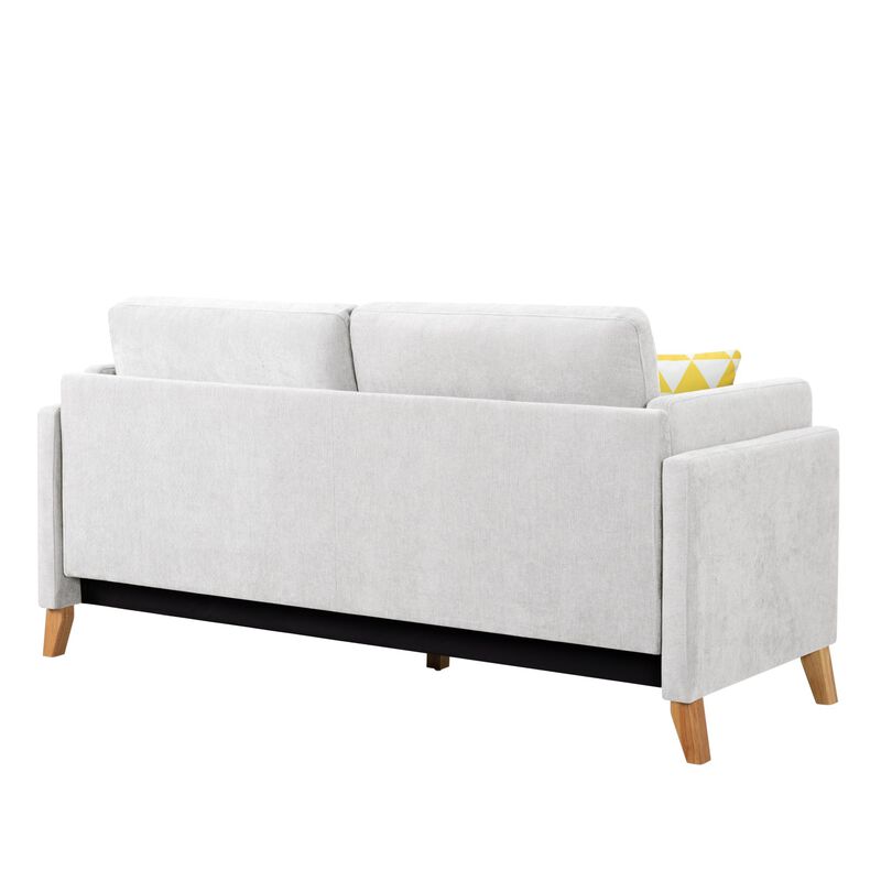 72.4 in. W Square Arm Chenille Modern Straight Sofa with Pillows