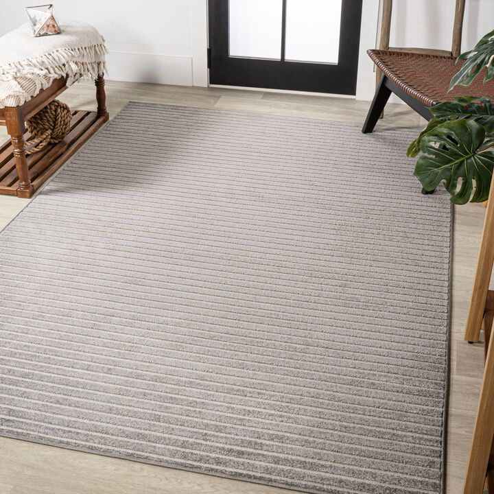Aarhus High-Low Minimalist Scandi Striped Indoor/Outdoor Area Rug