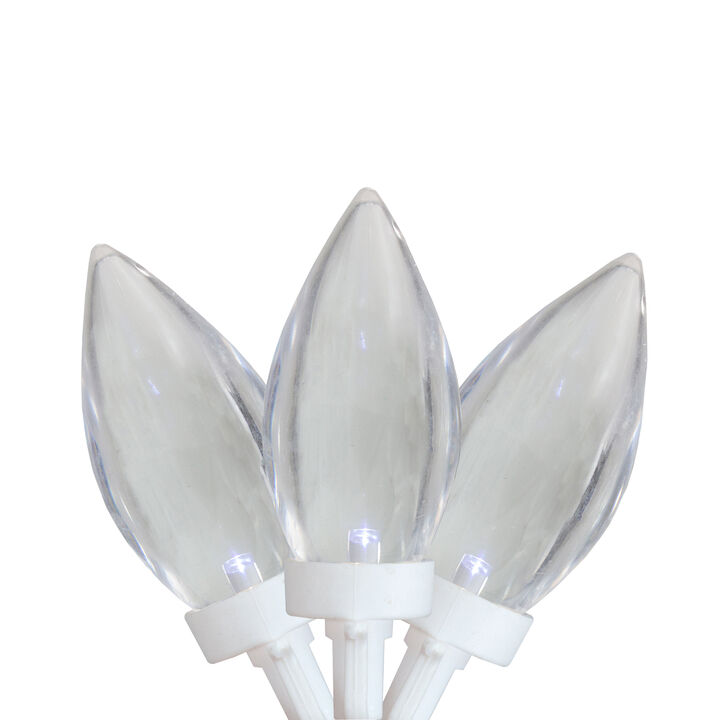 25 Count Pure White LED C9 Christmas Lights  16 ft White Wire