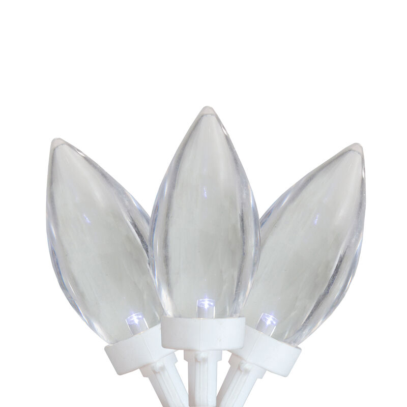 25 Count Pure White LED C9 Christmas Lights  16 ft White Wire