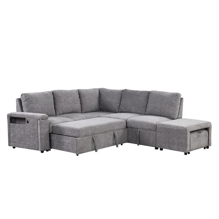 Merax  L-shaped Padded Modular Sofa with Storage