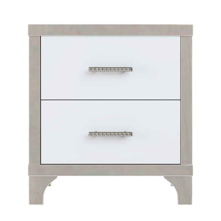 Merax High Gloss Nightstand with Metal Handle