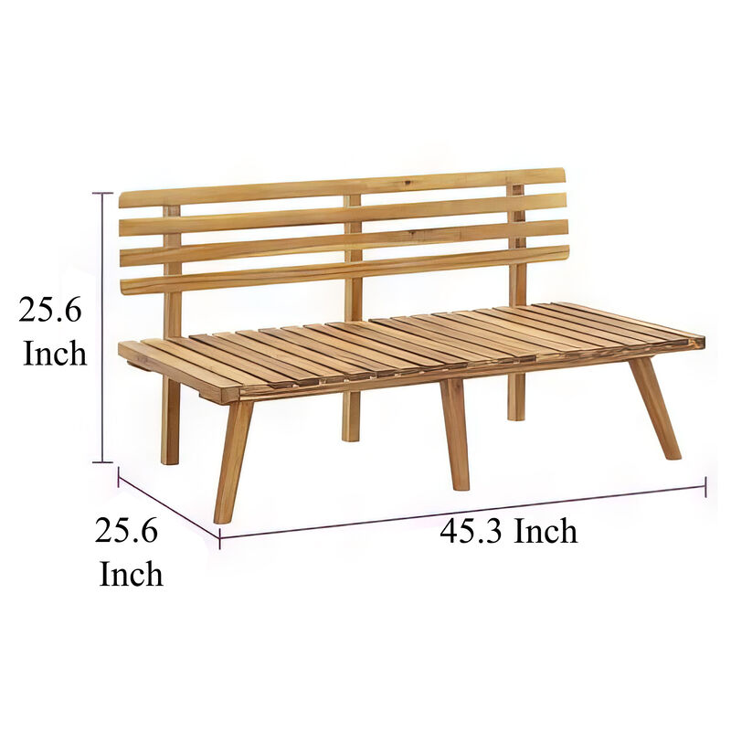 Roma 4pc Outdoor Modular Sofa Set, Coffee Table, White, Acacia Wood - Benzara
