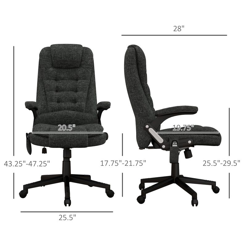 Heated Massage Office Chair: 6 Vibration Points, High Back, Gray