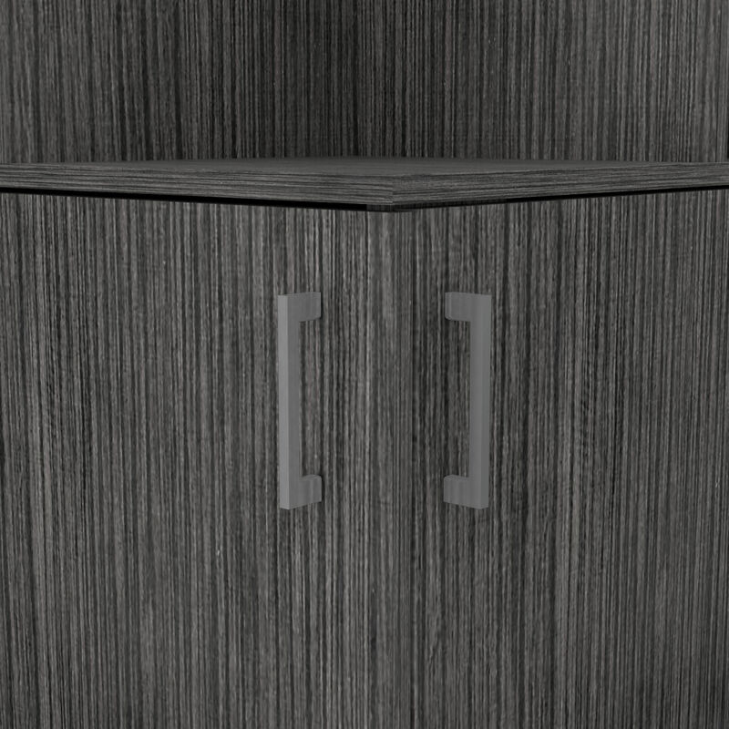 DEPOT E-SHOP Egina Corner Bar Cabinet, Two External Shelves, Smokey Oak