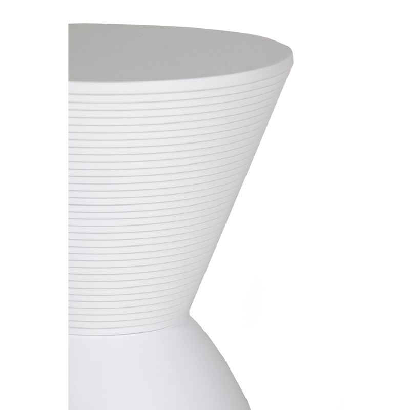 Hillary 17 Inch Side Table, Indoor Outdoor, Hourglass Shape, White Finish - Benzara