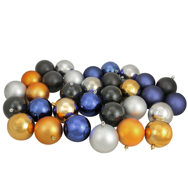 32ct Black and Gold Shatterproof 2-Finish Christmas Ball Ornaments 3.25" (80mm)