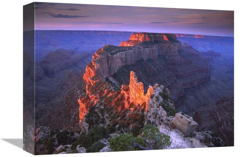 Wotans Throne at sunrise from Cape Royal, Grand Canyon National Park, Arizona-Canvas Art-16x12