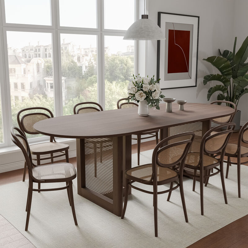 79 Cinna Natural Oak Wood Oval Dining Table (Seats 8)