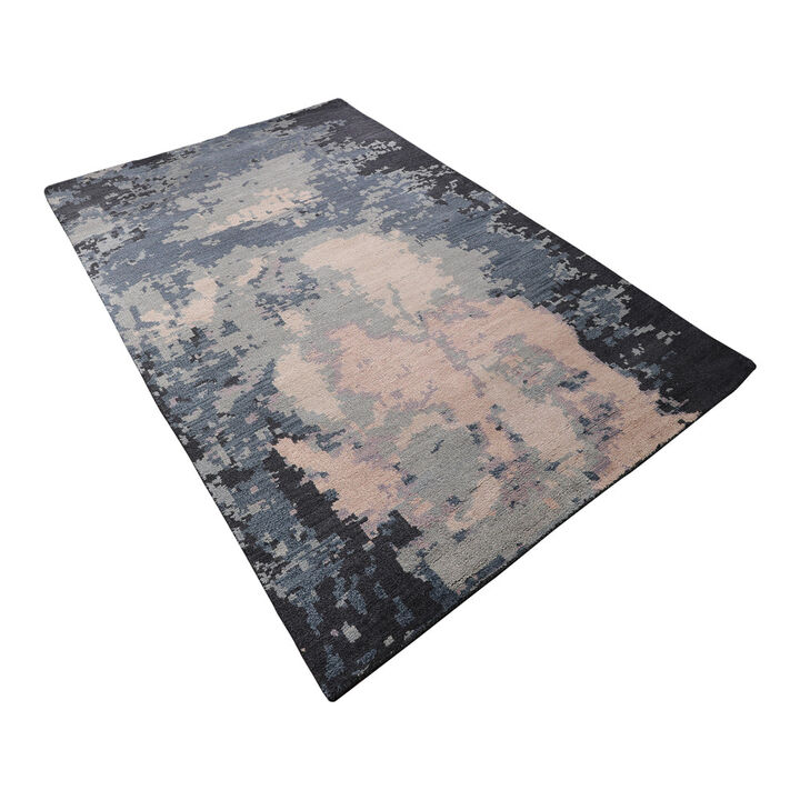 HAND KNOTTED WOOL Abstract AREA RUGS  - 5'x8', Rectangle Shape, Multicolor Color, Abstract Modern, Medium Pile Handmade Area Rugs for Living Room, Bed Room (N00804)
