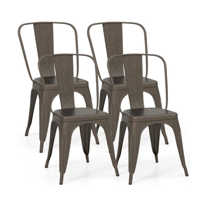 Hivvago 18 Inch Set of 4 Metal Dining Chair with Stackable Design