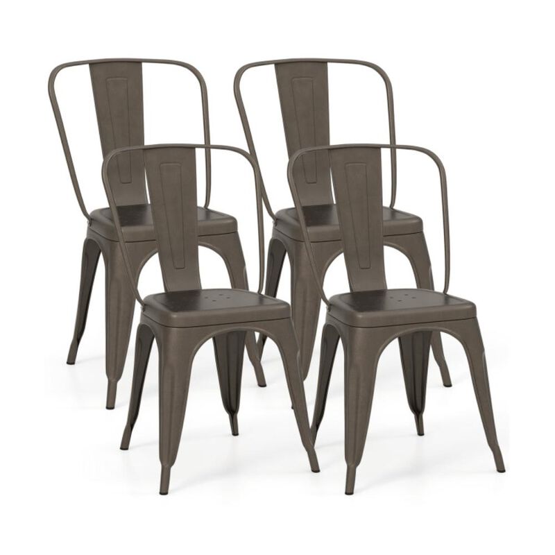 Hivvago 18 Inch Set of 4 Metal Dining Chair with Stackable Design