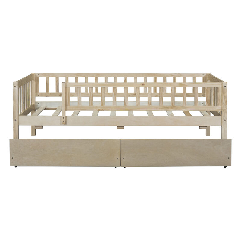 Twin Size Daybed Wood Bed With Two Drawers