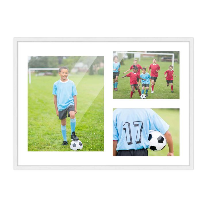 12x17 Wood Collage Frame with a White Mat for 8x10 & 5x7 Pictures