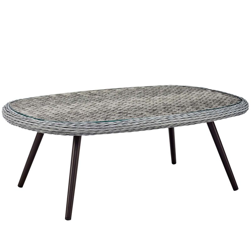 Modway - Endeavor 4 Piece Outdoor Patio Wicker Rattan Loveseat Armchair and Coffee Table Set Gray
