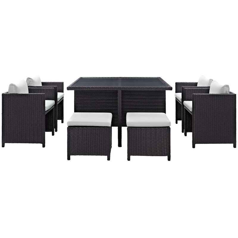 Inverse 9 Piece Outdoor Patio Dining Set - Espresso White