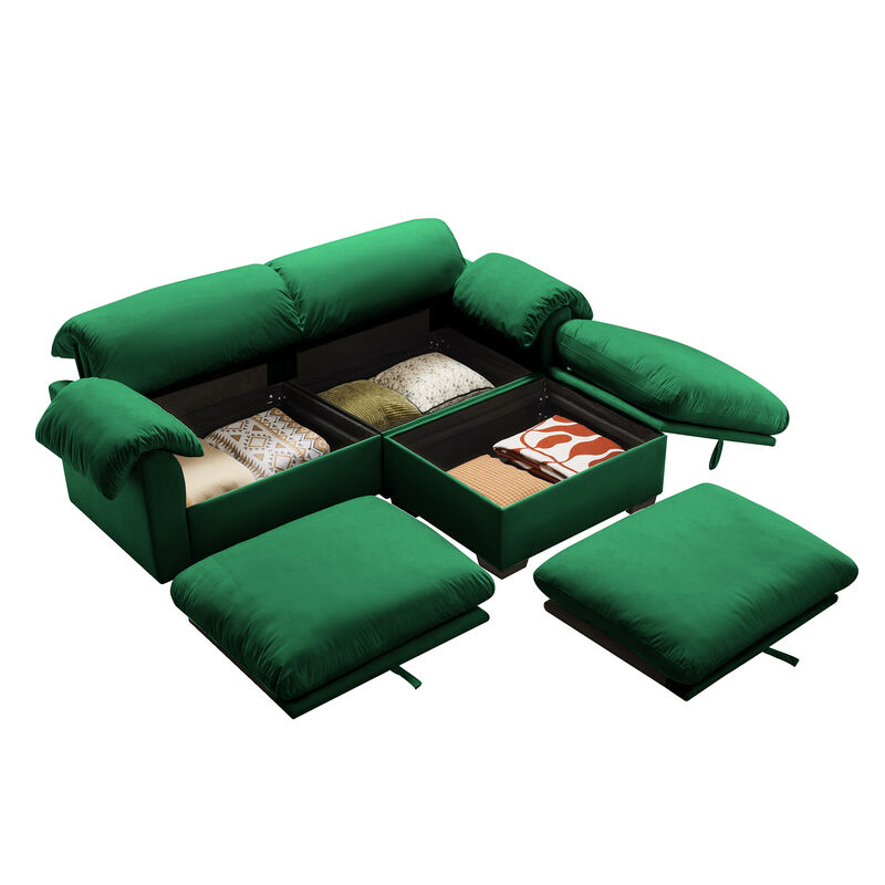 Merax Loveseat Sofa with Storage Reversible Ottoman