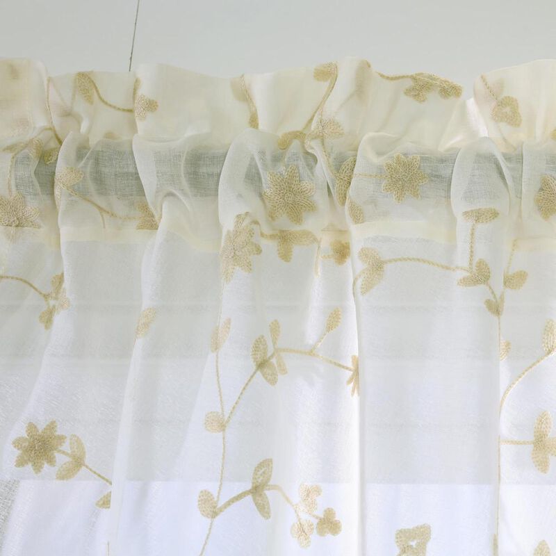 Commonwealth Habitat Grandeur Deep Scalloped Embroidery Pole Top Swag - 80x36" - Cream