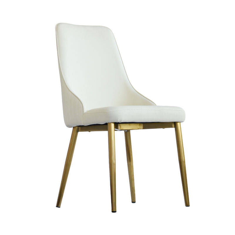 Spongefilled dining chair, wood/metal legs(Set of 2)
