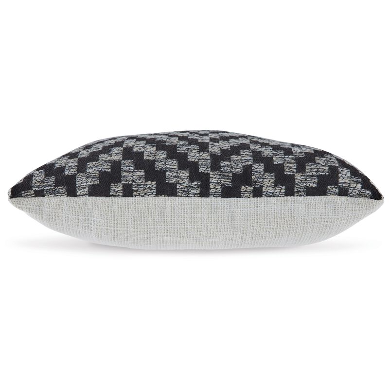 Loey Accent Pillow Set of 4, Indoor Outdoor Chevron, Black Gray Polyester -