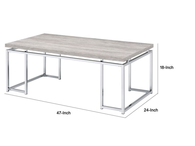 Coffee Table, Natural Oak & Chrome