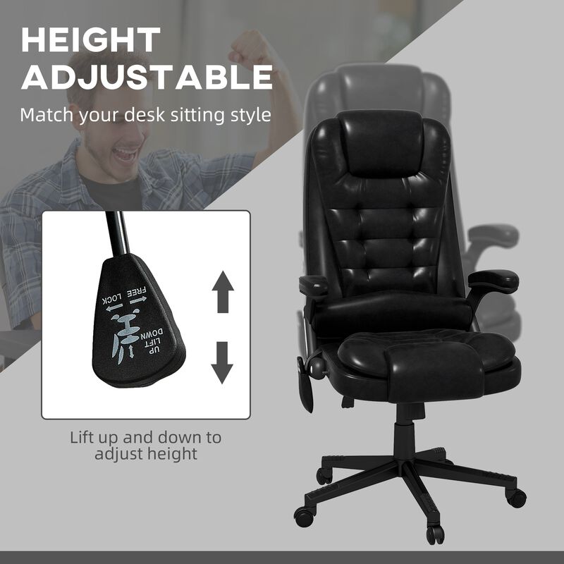 Vibrating Massage Office Chair: Heated, Linen, Reclining, Black