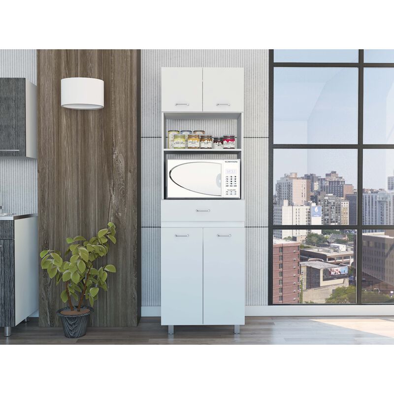 Pembrooke 2-Shelf 1-Drawer Microwave Pantry Cabinet White