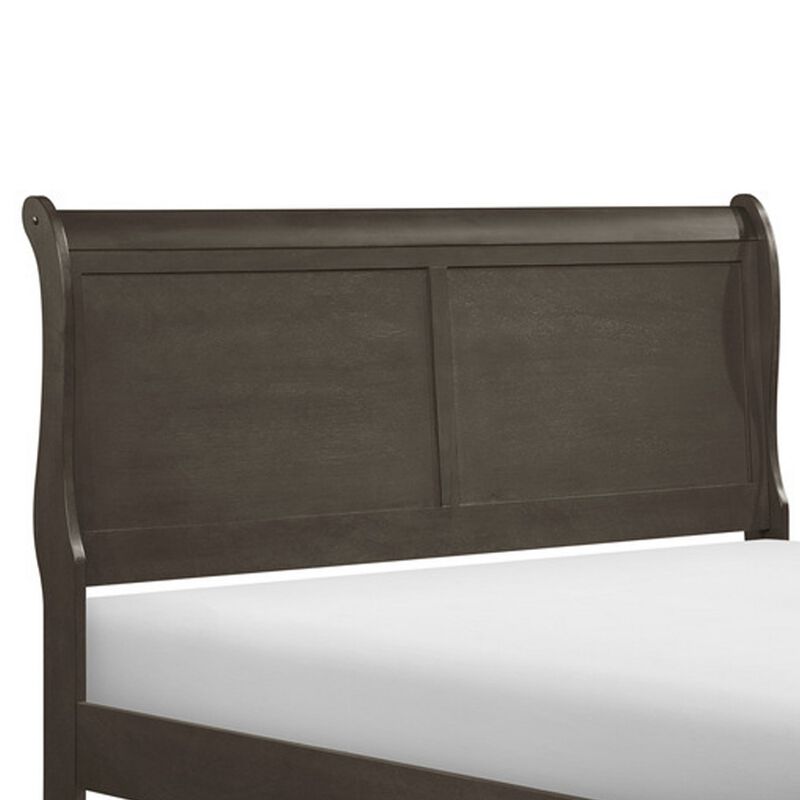 Gage Traditional California King Sleigh Bed, Wood Frame, Stained Gray-Benzara