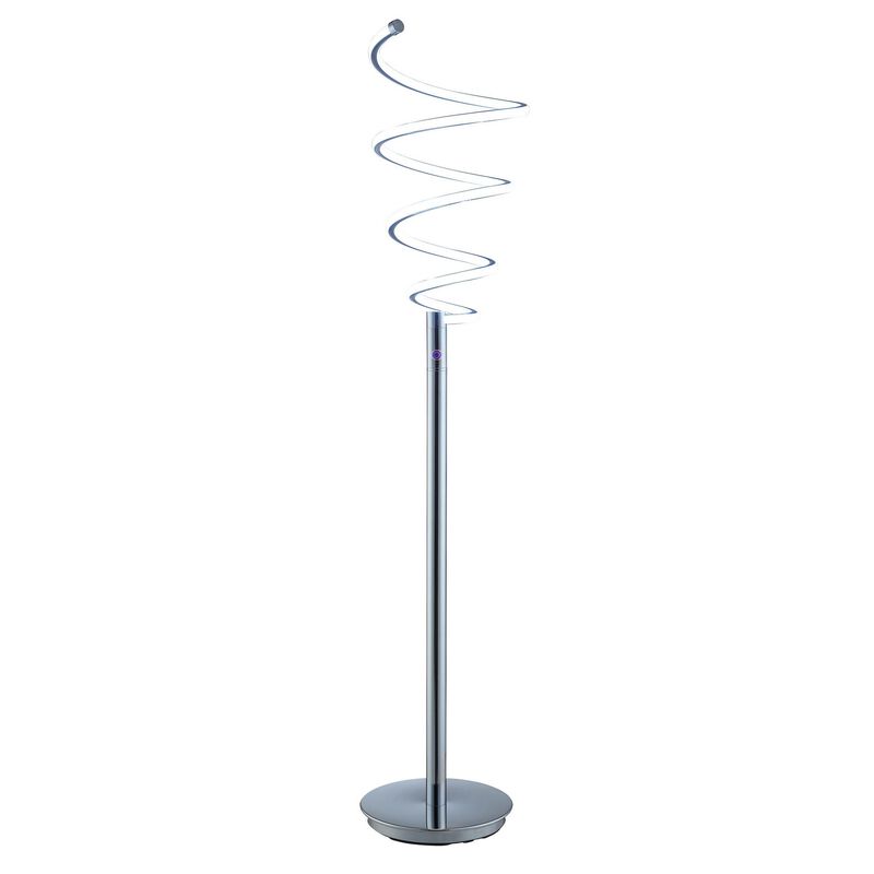 Sun 58 Inch Floor Lamp, Accent Twisted Modern Design, LED Chrome Base-Benzara