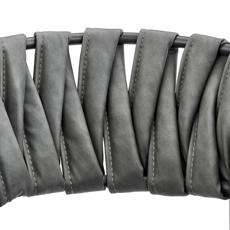 Silabe Adjustable or Stool in Black Metal with Grey Fabric and Faux Leather