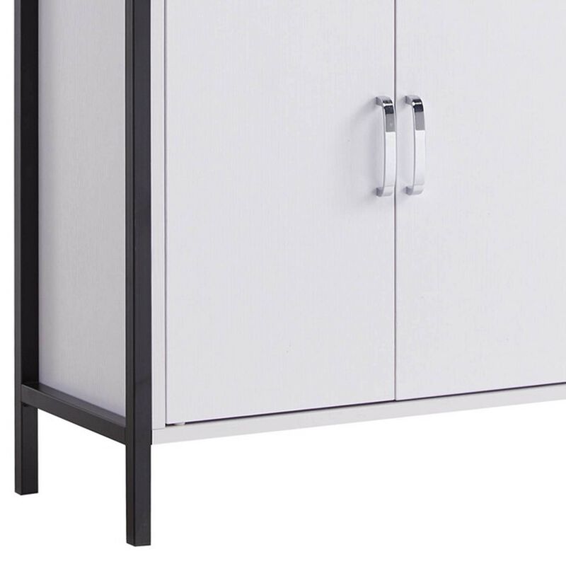 Viola 71 Inch Modern Display Cabinet with 7 Shelves, Metal Frame, White - Benzara
