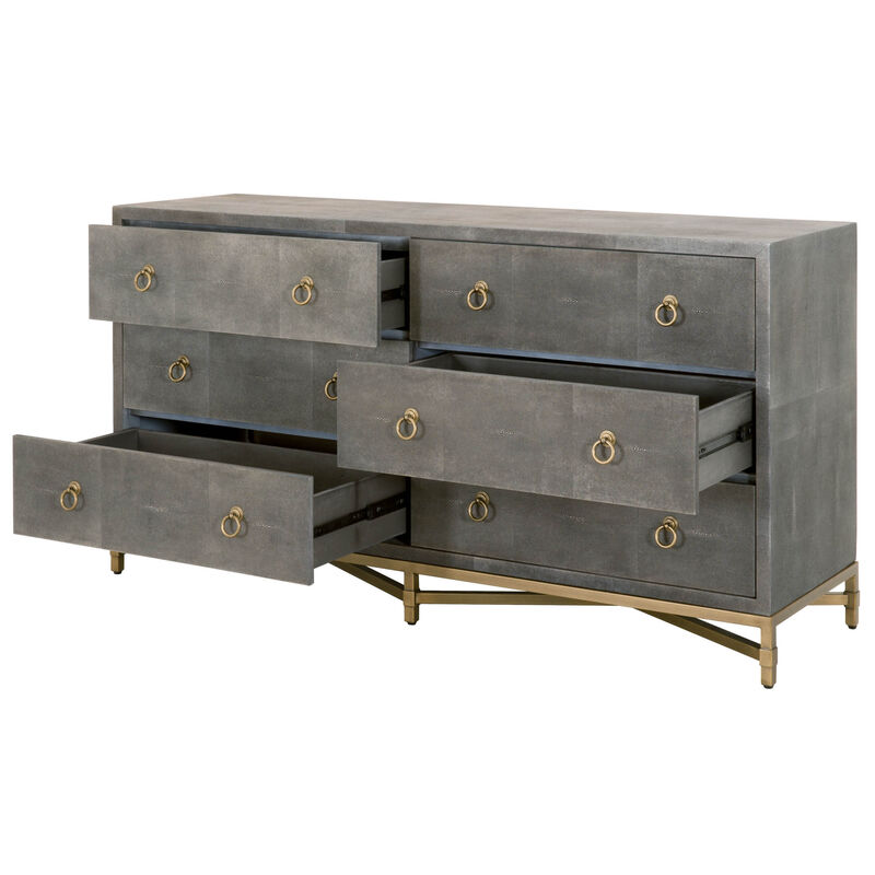 Gray Shagreen 6-Drawer Double Dresser