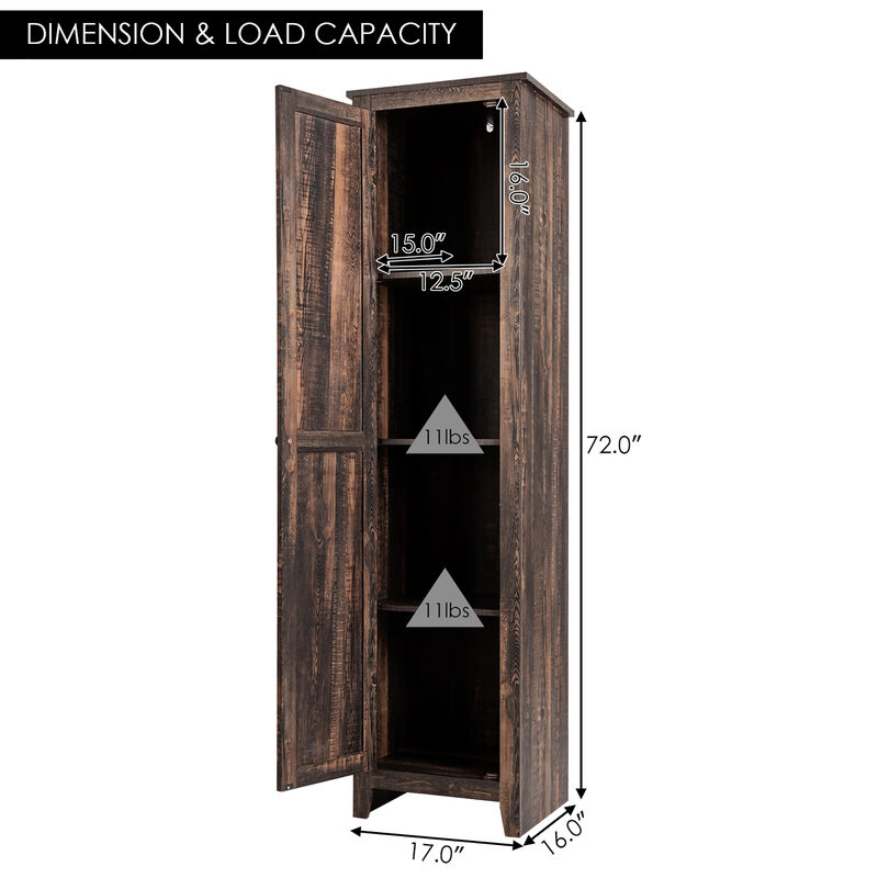 Costway Linen Tower Bathroom Storage Cabinet Tall Slim Side Organizer w/ Shelf Black