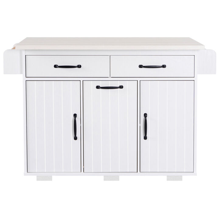 Merax Rolling Kitchen Island on Wheels with Adjustable Shelf