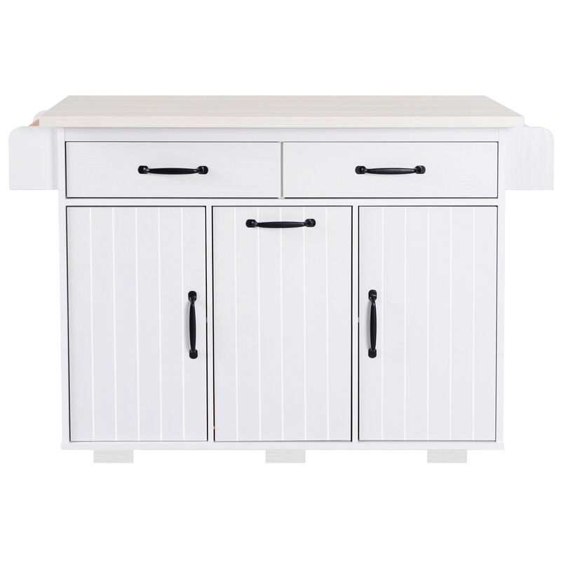 Merax Rolling Kitchen Island on Wheels with Adjustable Shelf