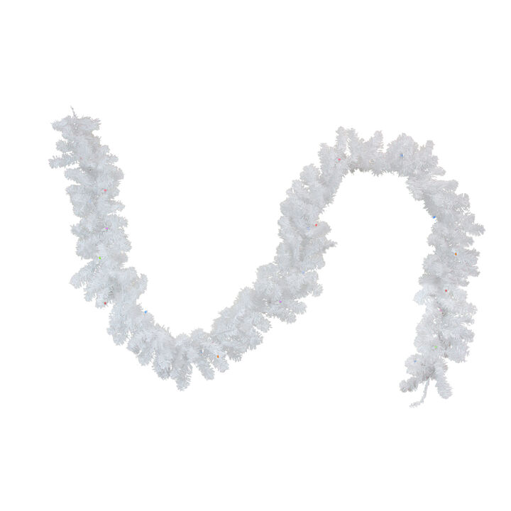 9' x 10" Pre-Lit LED White Artificial Christmas Garland - Multi Lights