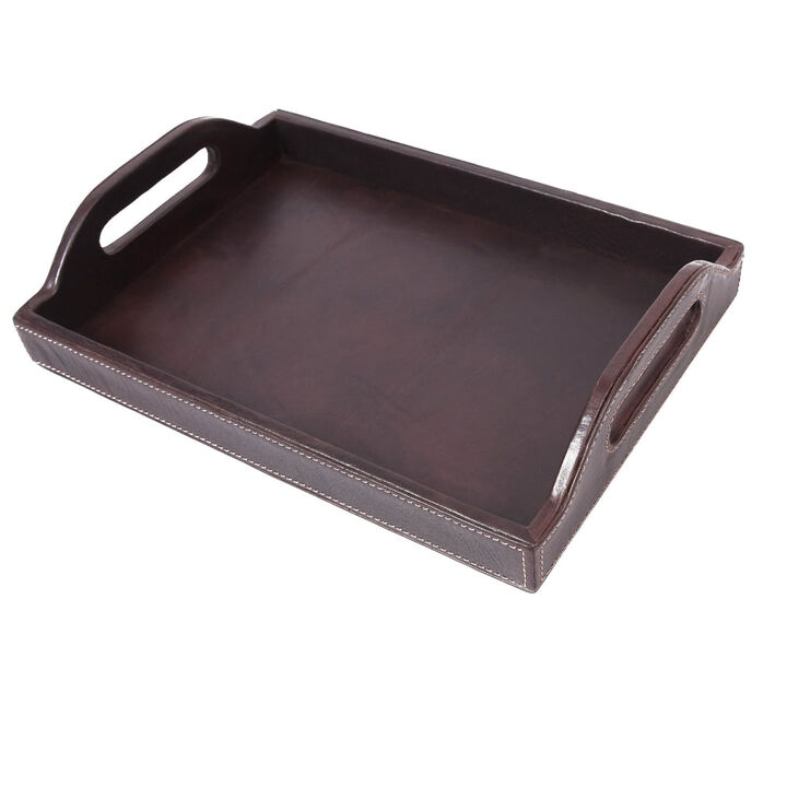 Ombra Leather Serving Tray - Brown