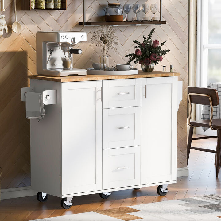 Streamdale Rolling Kitchen Island with Storage and Spice Rack Tower