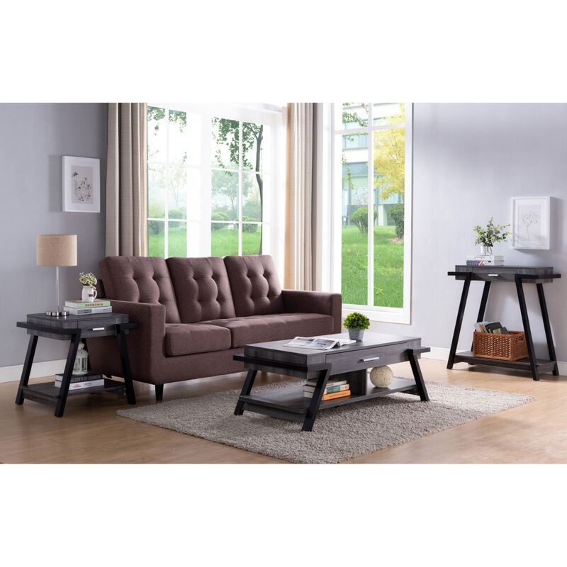 End Table Distressed Grey Black