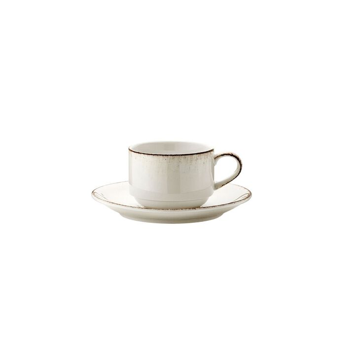 Retro Stacking 3 oz. Espresso Cup+Saucer Set for 2