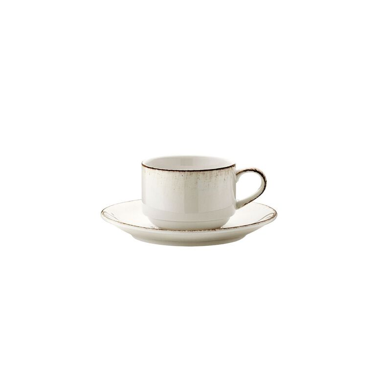 Retro Stacking 3 oz. Espresso Cup+Saucer Set for 2
