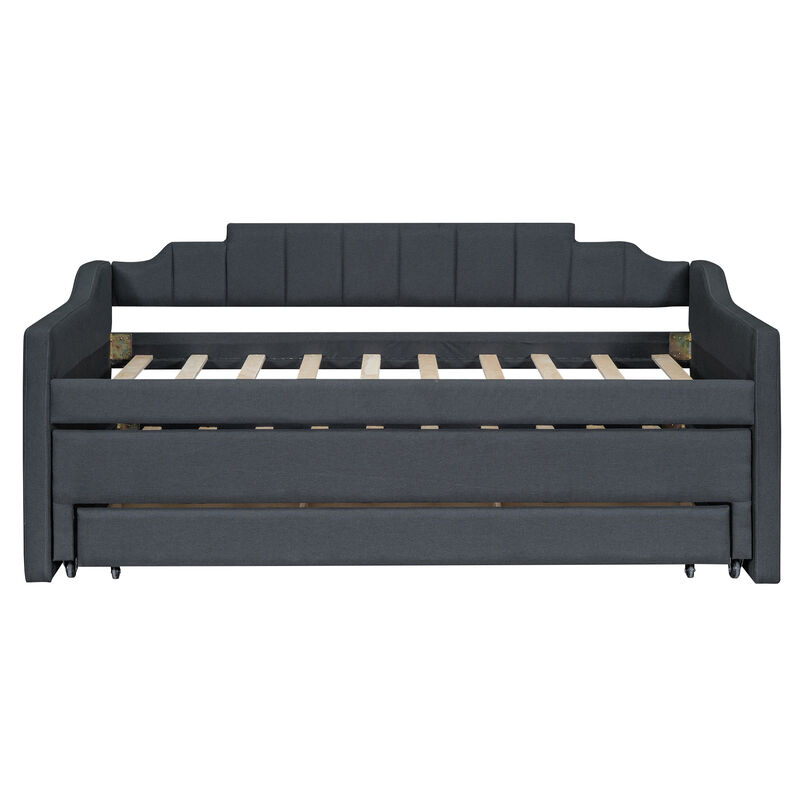 Merax Upholstered Daybed with Trundle and Drawers