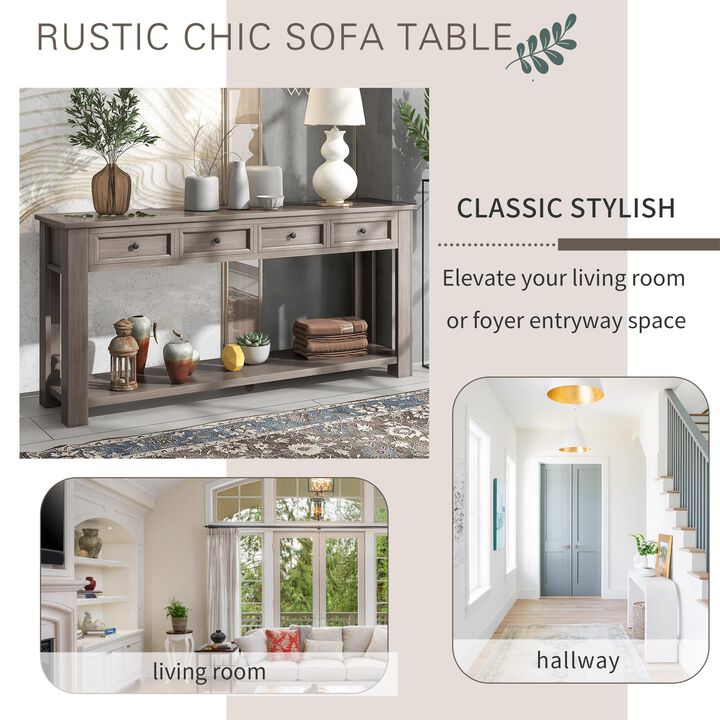 Entryway Console Table with Storage Drawers & Lower Shelf, Narrow Sofa Table for Hallway
