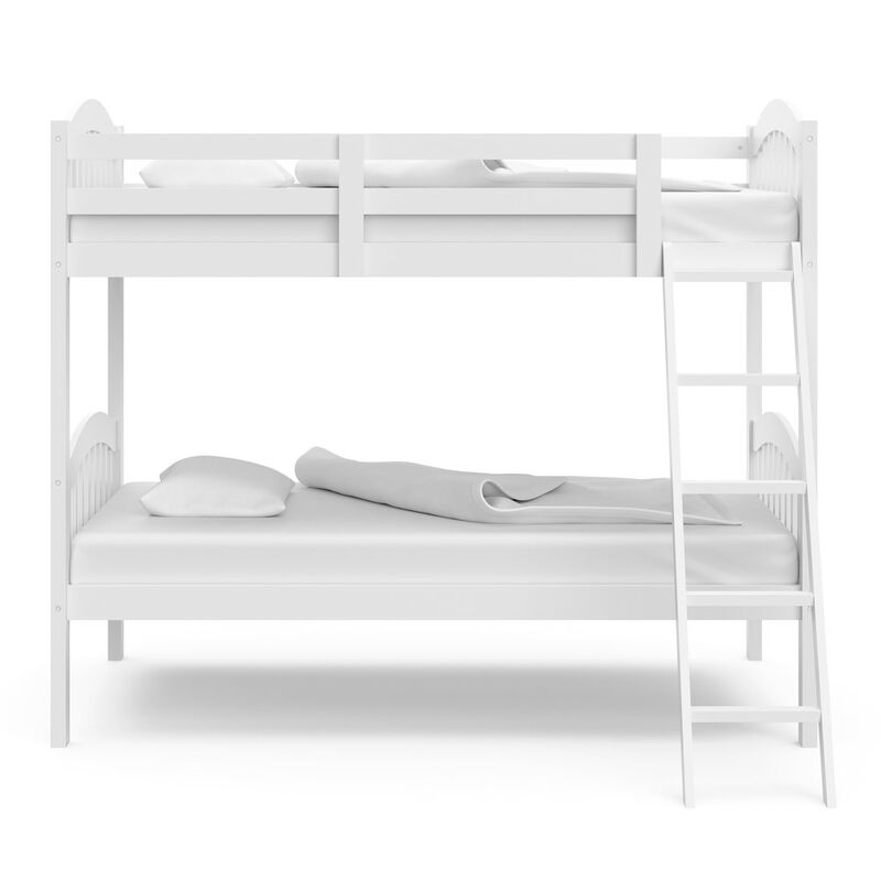 Storkcraft Long Horn Twin-Over-Twin Bunk Bed (White)- GREENGUARD Gold Certified