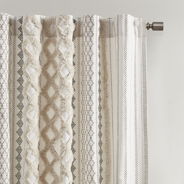 Gracie Mills Modesto Textured Chenille Stripe Cotton Curtain Panel with Lining - 50x84"