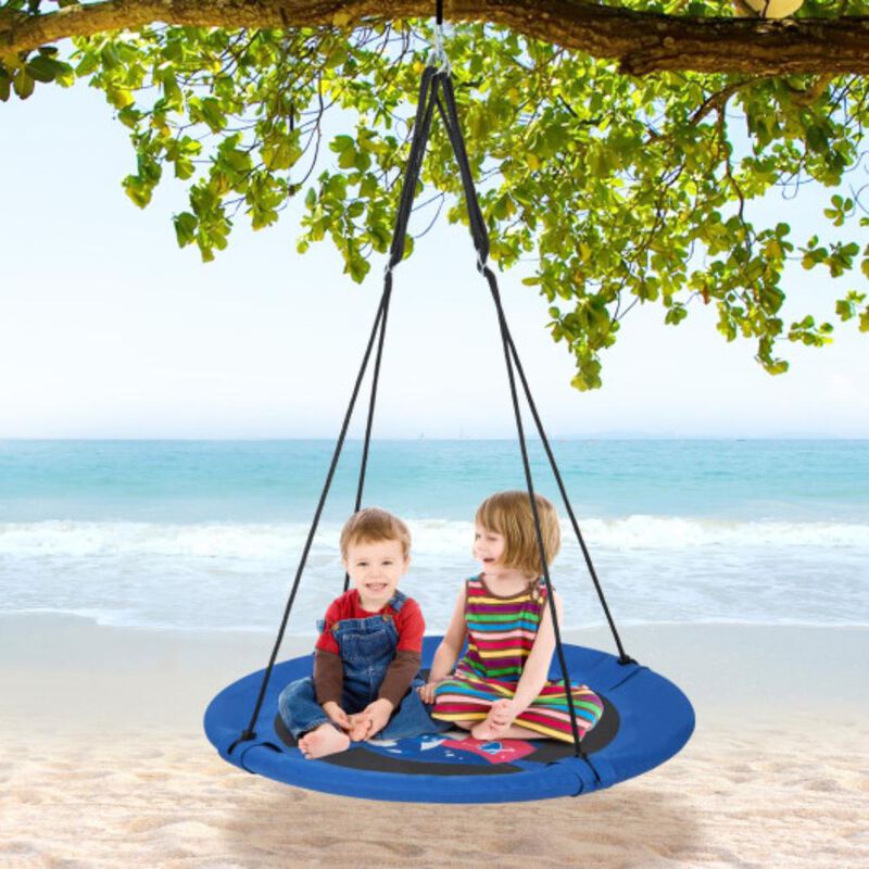 Hivvago 40 Inches Saucer Tree Swing with Adjustable Hanging Ropes and 900D Oxford Fabric
