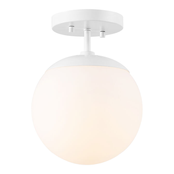 Marcel 1-Light Bohemian Farmhouse Iron/Frosted Glass LED Semi Flush Mount