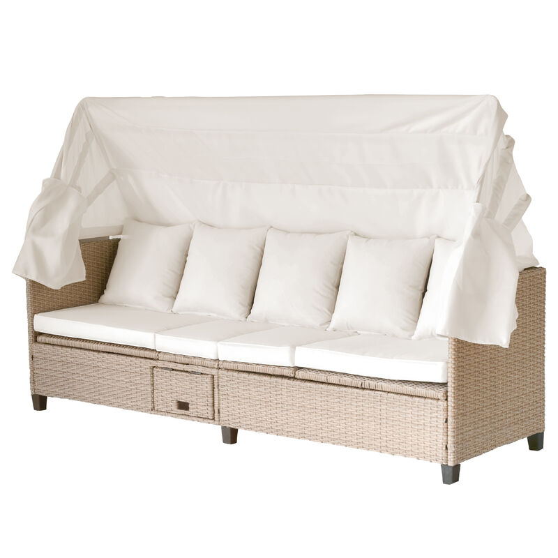 Merax UV-Proof Resin Wicker Patio Sofa Set with Canopy